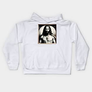 Face of Jesus Christ wearing a crucifix as a necklace Kids Hoodie